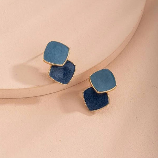 Square Epoxy Earrings 18K Plated Ear Jewelry For Women Girls