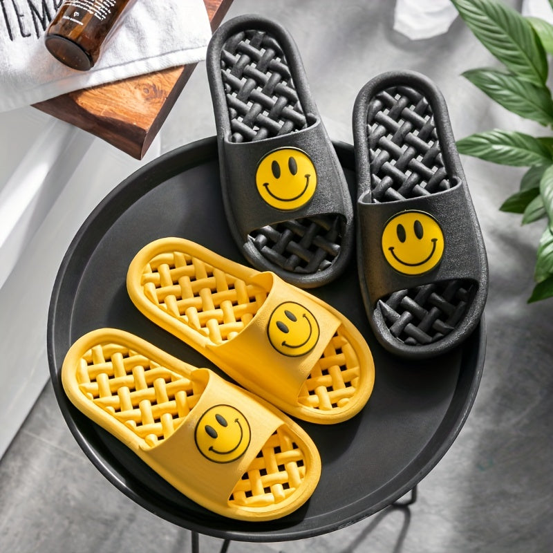 Men's Smile Face Slip On Open Toe Slides