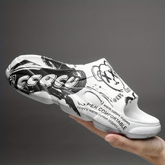 Men's Cartoon Print Non Slip Platform Slides Comfortable Cloud Slides