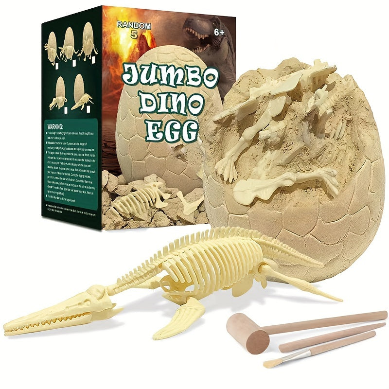 Dino Egg Excavation Kit Educational Toy Plastic Skeleton Earthy Yellow