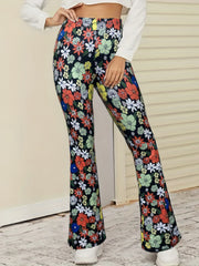 Women's Plus Floral Print High Rise Flare Leg Pants