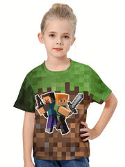 Kids Graphic Game Man T-shirt Short Sleeve Sports Summer Gift 4-14y