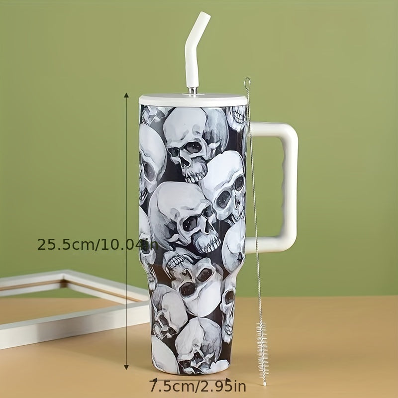 Halloween Tumbler 40oz Stainless Steel Thermal Water Bottle Horror Skull