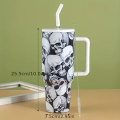 Halloween Tumbler 40oz Stainless Steel Thermal Water Bottle Horror Skull
