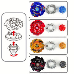 4pcs Spinner Set with Launcher Interactive Spinning Tops