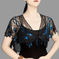 Vintage Lace Sequin Embroidery Shawl Cape Wrap for Party