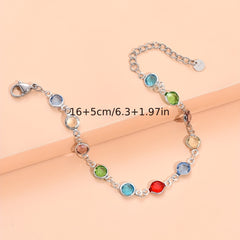 Colorful Zircon Stainless Steel Bracelet