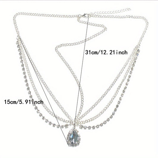 Crystal Head Chain Bride Headdress Pendant Accessory for Women