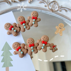 10pcs Christmas Gingerbread Man Resin Ornament DIY Decoration Accessories