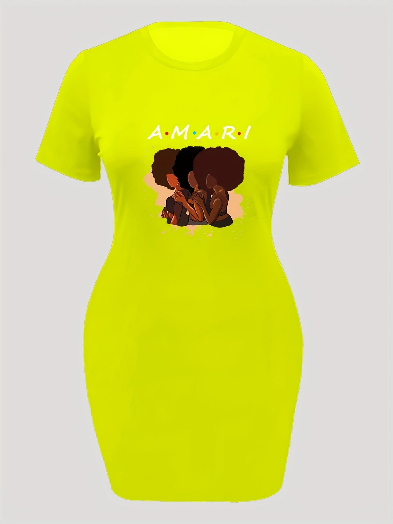 Women's Plus Cartoon Print Short Sleeve High Stretch Dress