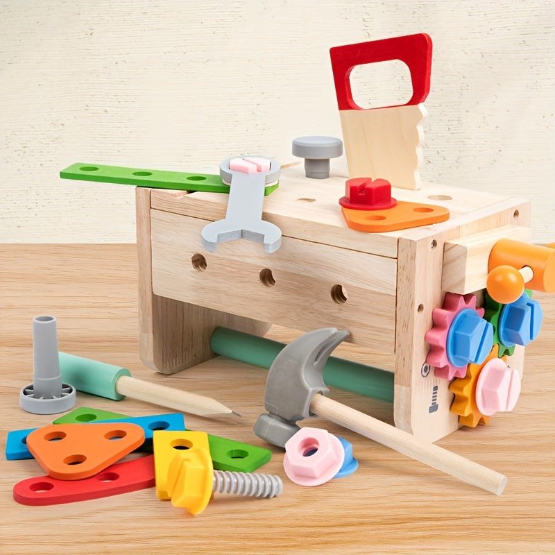 Portable Tool Box for Kids with Building Blocks Toy