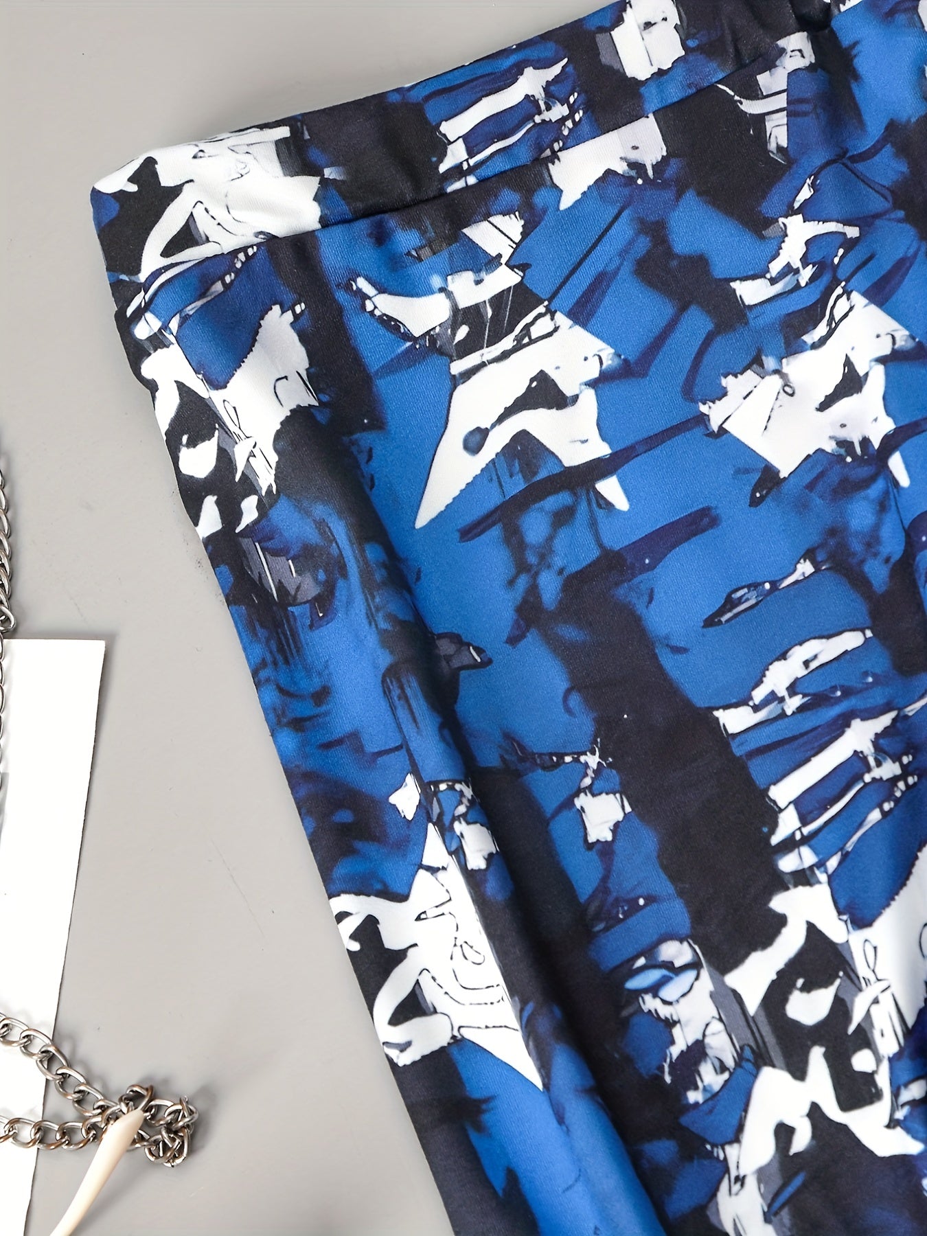  Star Print Tie Dye High Rise Skinny Trousers