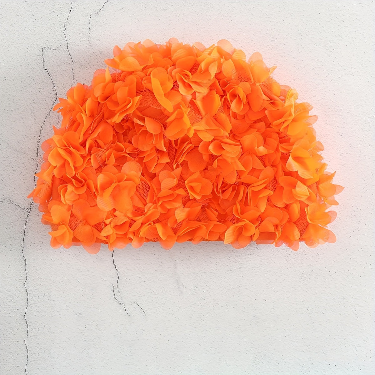 Orange 3D Flower Swim Hat for Women