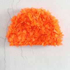 Orange 3D Flower Swim Hat for Women