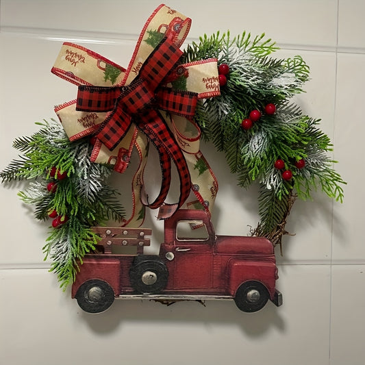 Christmas Wreath Red Truck Decoration Large Door Front Wreath Door Hanging