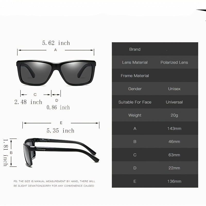 Men Polarized Square Sunglasses Retro Summer Shades