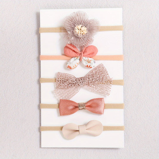 5pcs Baby Girls Flowers Bow Butterfly Headband Elastic Hairband