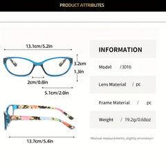 Floral Cat Eye Light Block Reading Glasses Clear Lens Anti Eyestrain