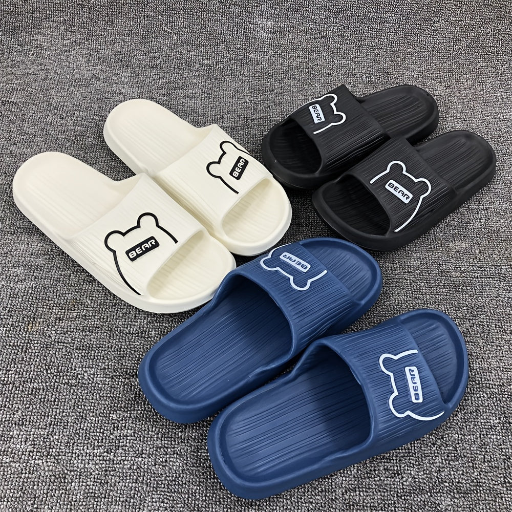 Men's Cartoon Bear Cloud Slides Pillow Slippers Lightweight Non Slip Shoes