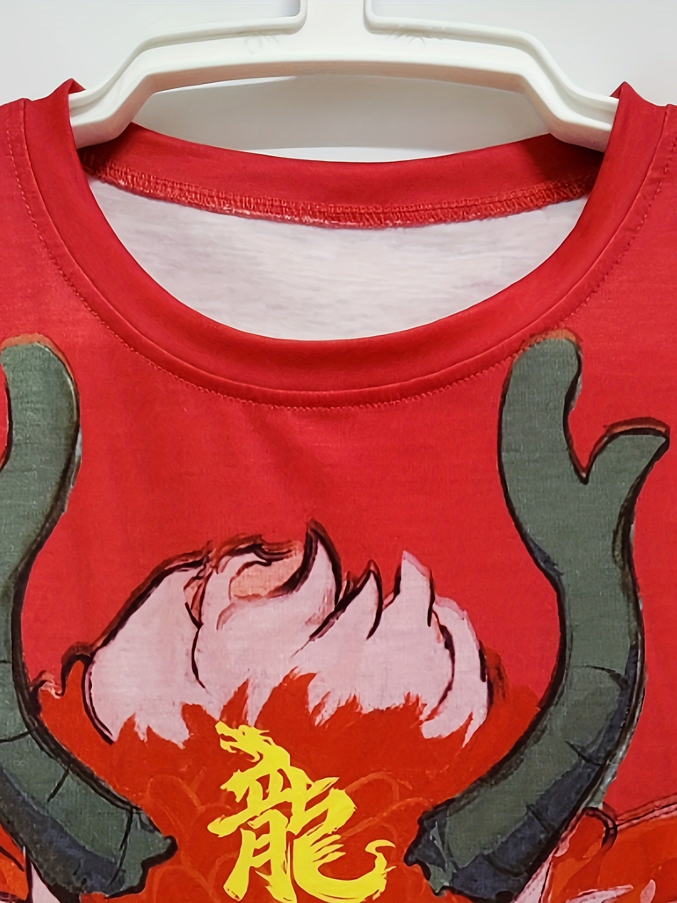Dragon Print T shirt Men's Street Style Round Neck Tee Shirt For Summer