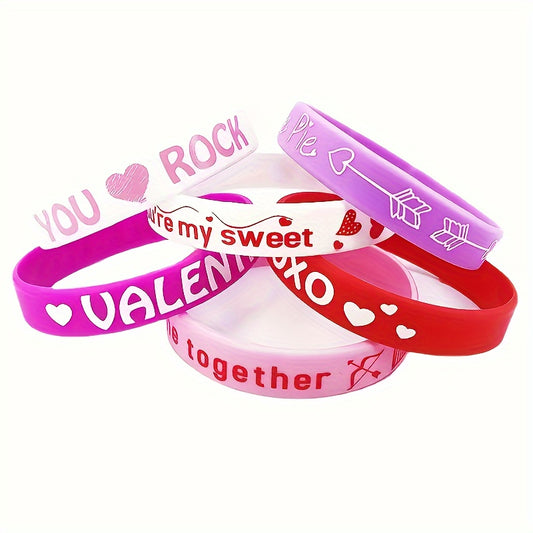 8pcs Couple Heart Shape Rubber Bracelet LOVE Gift Wrist Band