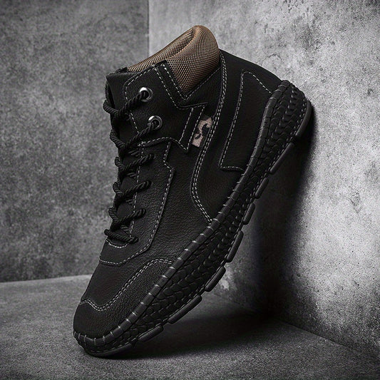 Men's Casual Stitch Solid Low Top Lace-up Boots