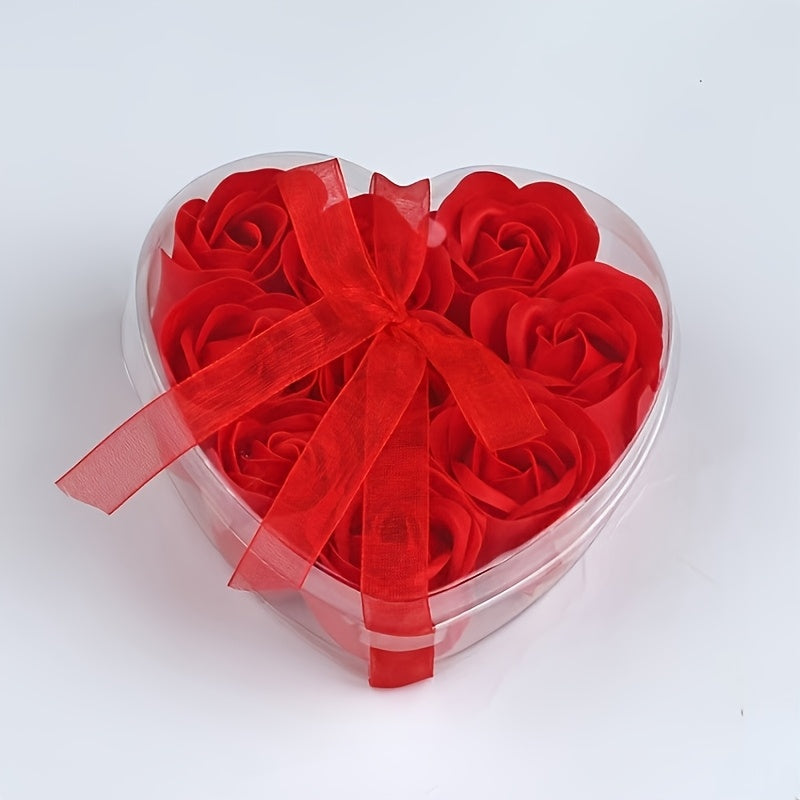 9pcs Romantic Red Artificial Rose Bouquet Wedding Favor Valentine's Day
