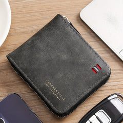 Men's Zipper Short Wallet Bifold Money Clip Gift