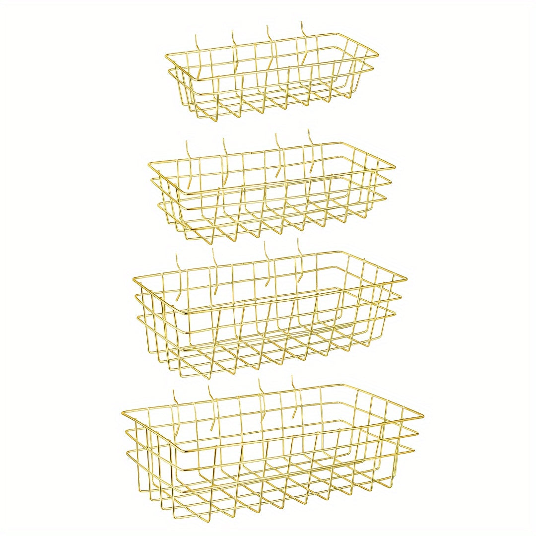 4pcs Pegboard Hanging Baskets - Variety of Sizes - Wire Shelf Attachments