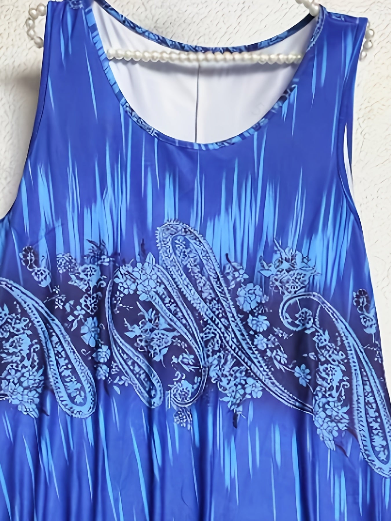  Boho Dress Women's Plus Paisley Print Short Sleeve Slim Fit Tank Dress