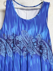  Boho Dress Women's Plus Paisley Print Short Sleeve Slim Fit Tank Dress