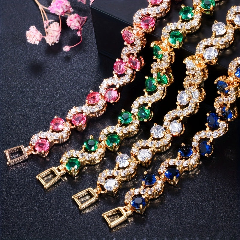 Colorful Zircon Chain Bracelet - Men's Gift for Women