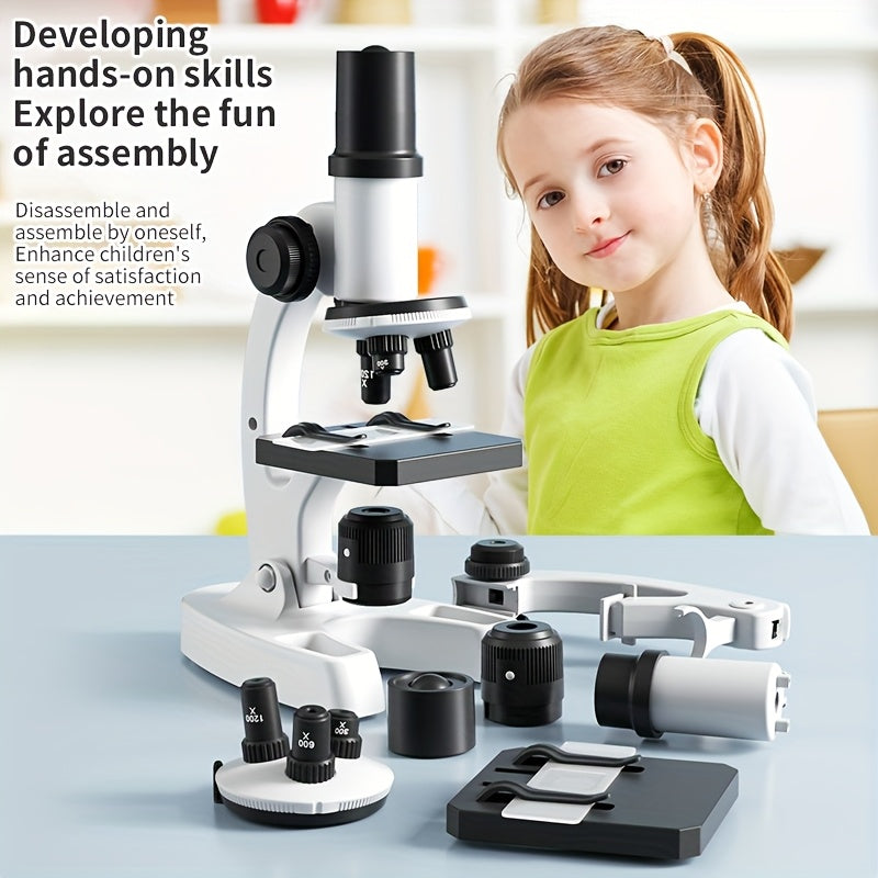 Student Microscope Kit 300X 1200X Zoom Science Microscope Durable PC Material