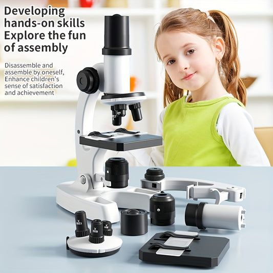 Student Microscope Kit 300X 1200X Zoom Science Microscope Durable PC Material