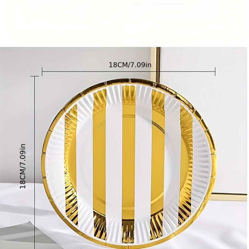 10pcs Modernist Striped Disposable Dinner Plate For Party