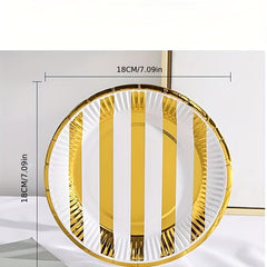 10pcs Modernist Striped Disposable Dinner Plate For Party