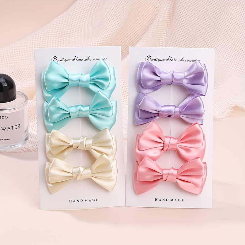 4pcs Handcraft Plain Bow Hair Clip Hair Accessories for Girls Baby Kids