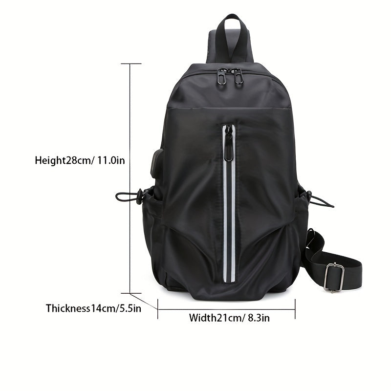 Men's Chest Bag USB Charging Port Outdoor Shoulder Bag