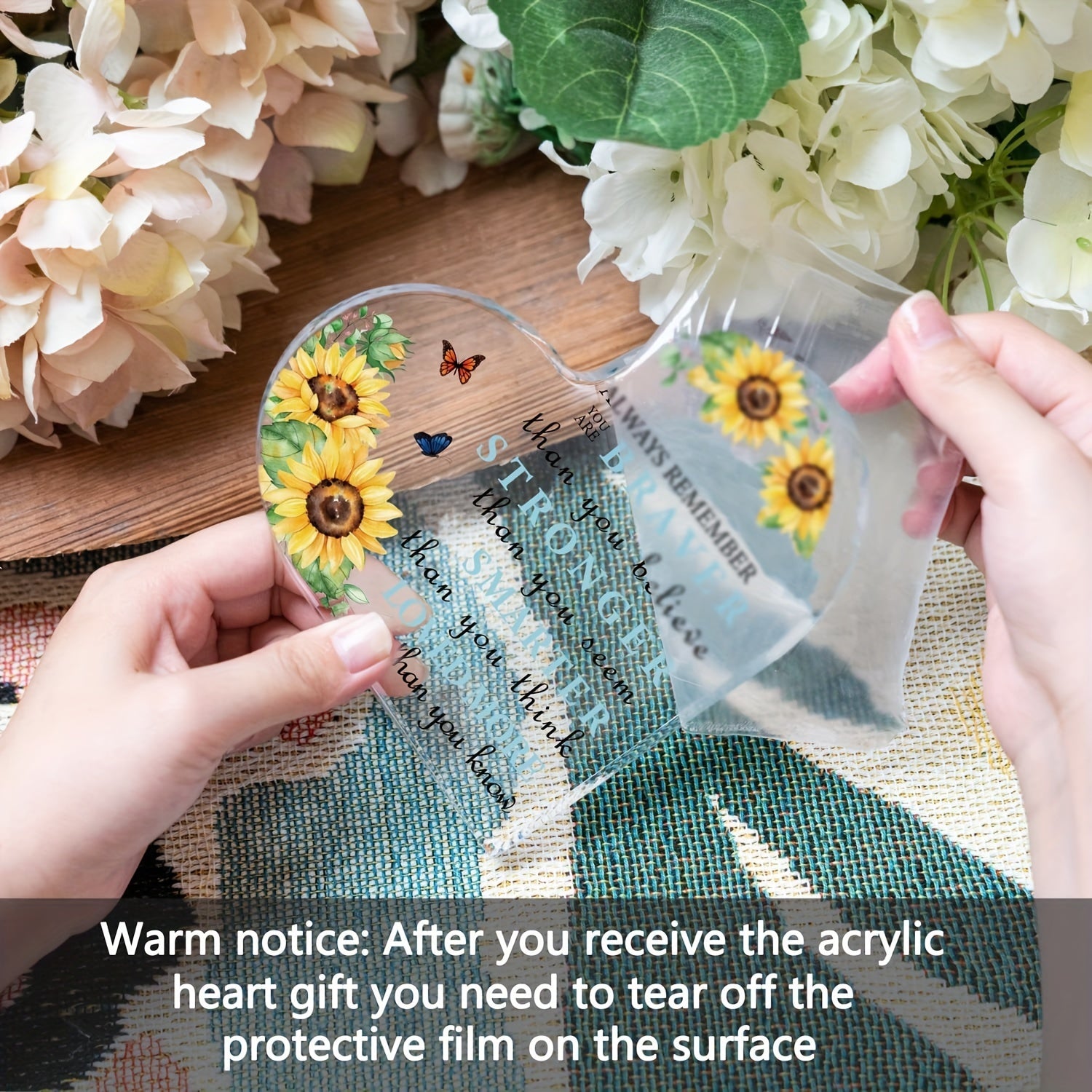 Sunflower Acrylic Heart Party Decoration - Inspirational Gift