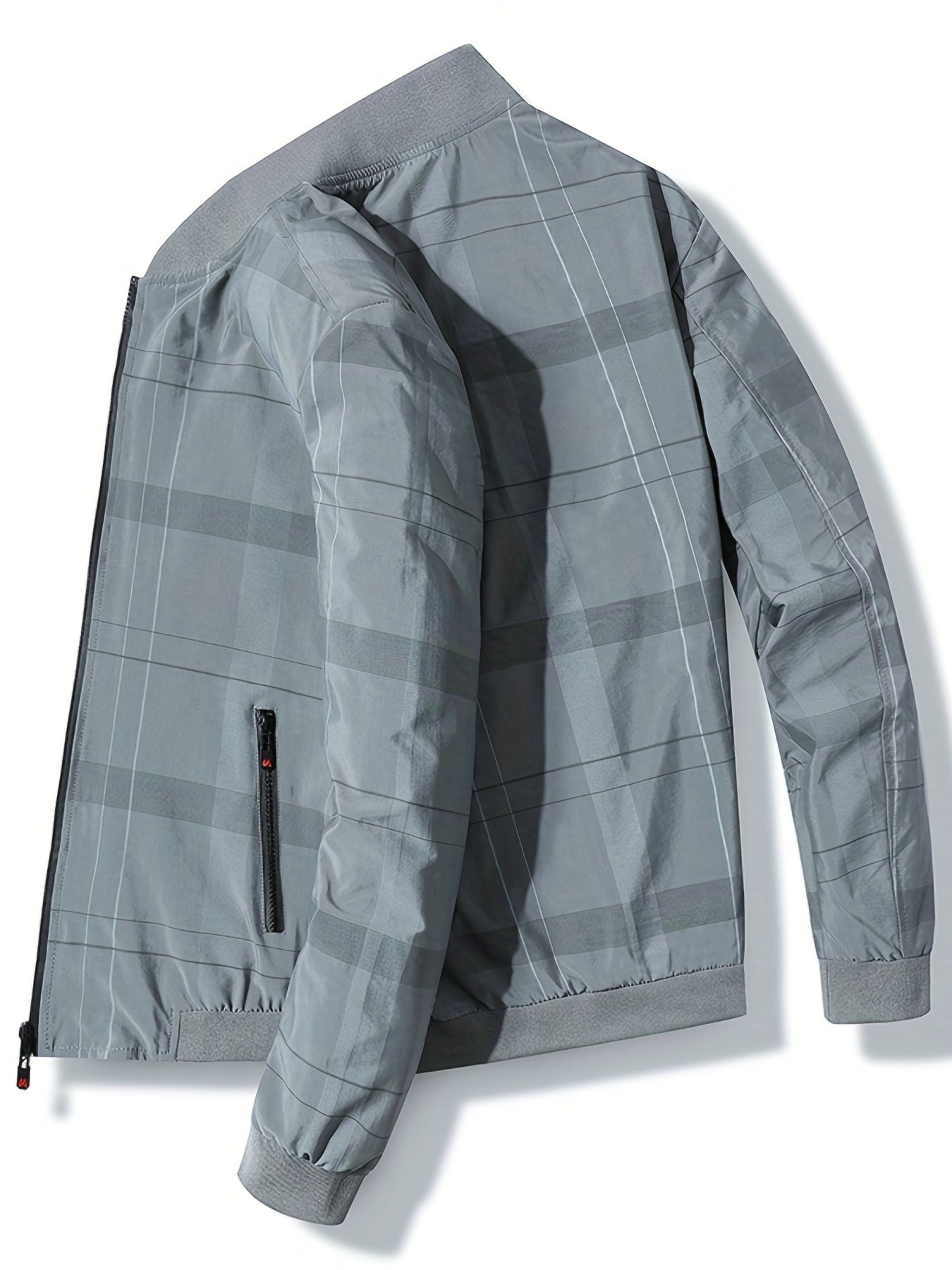 Plaid Windbreaker Jacket Men's Casual Zipper Coat