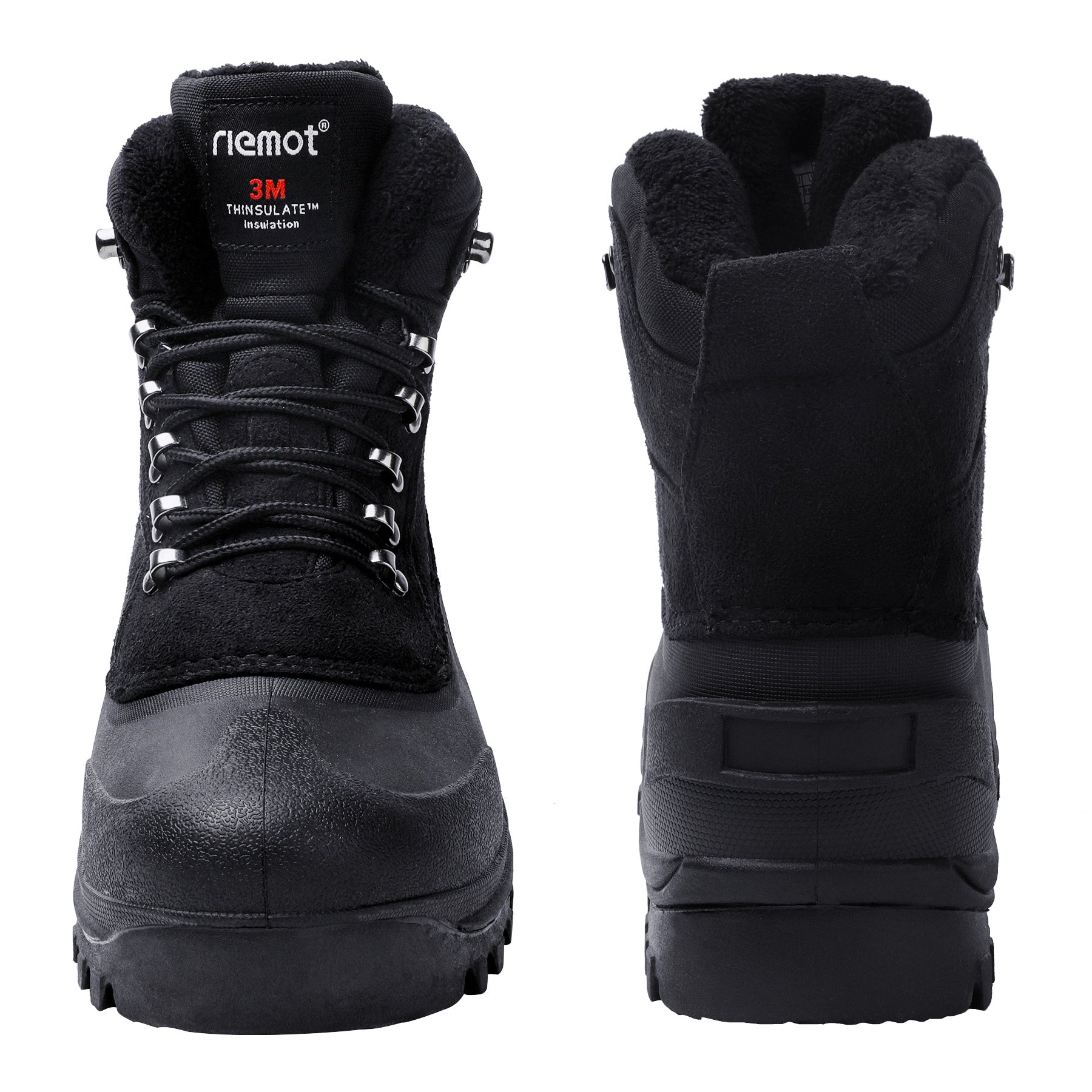 Men's Warm Waterproof Snow Boots Fluffy Lining Non Slip Winter Shoes