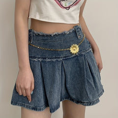 Golden Flower Metal Waist Chain Y2K Belly Chain for Women