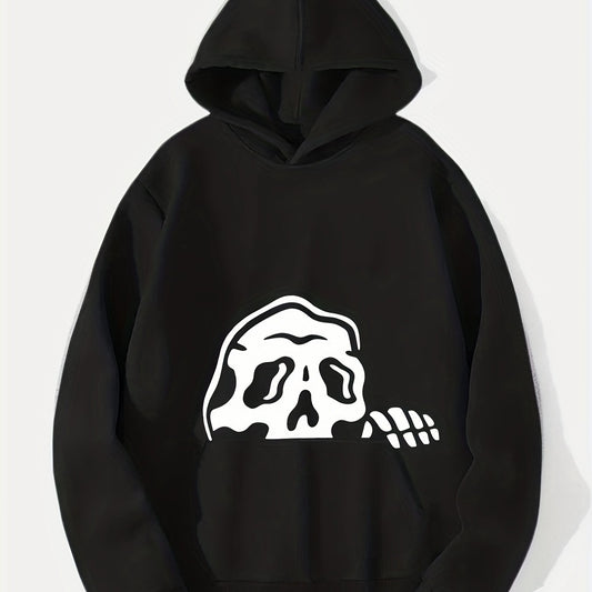 Skeleton Print Hoodie Men's Graphic Pullover Hooded Sweatshirt