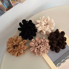 Fluffy Velvet Hijab Scrunchie Solid Hair Ring Tie Bun Clip