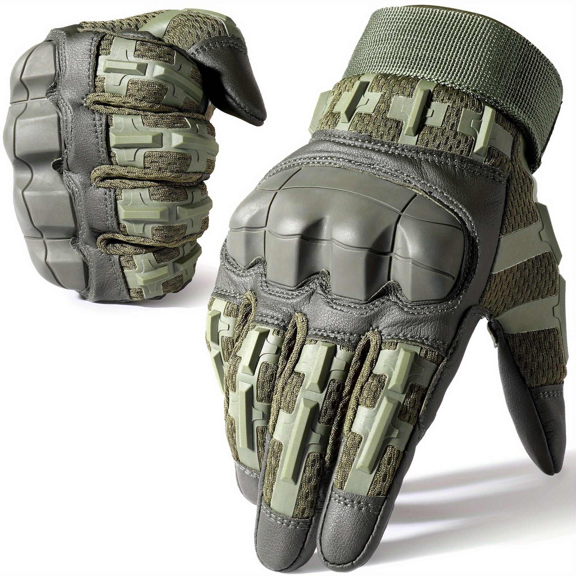 Men's Touch Screen Rubber Hard Knuckle Gloves Non Slip Full Protection Gear