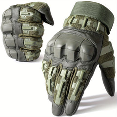 Men's Touch Screen Rubber Hard Knuckle Gloves Non Slip Full Protection Gear