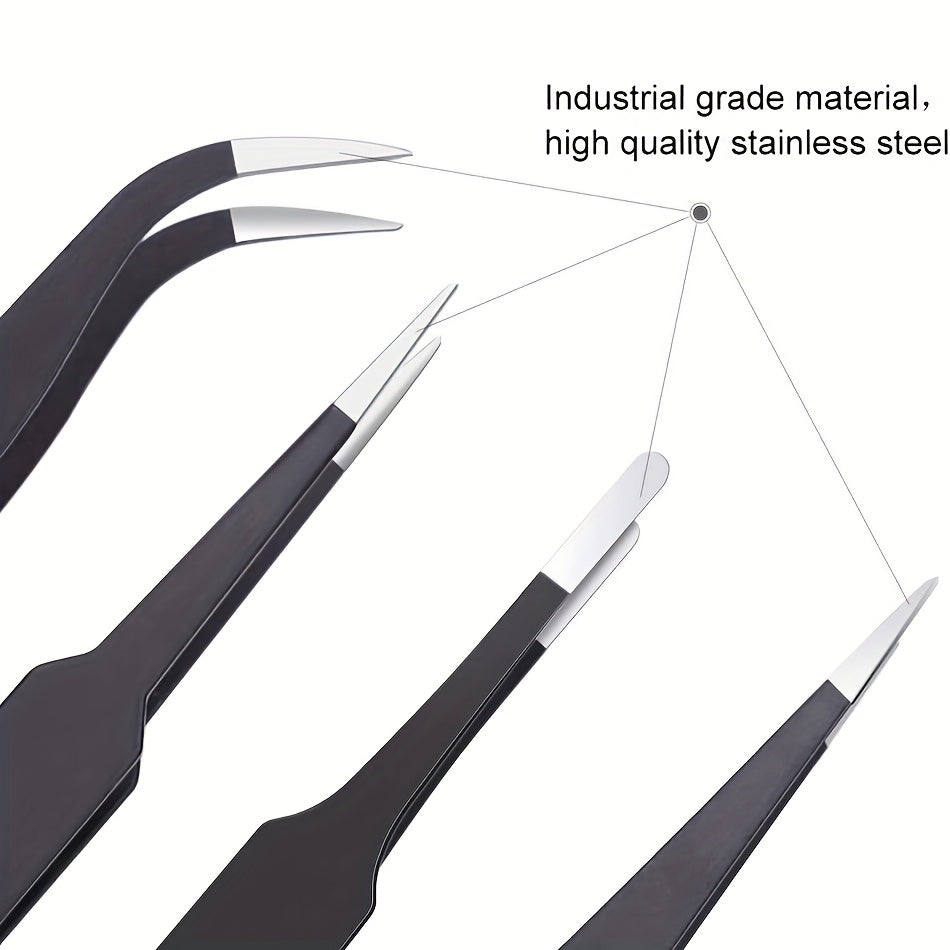 Precision Curved Stainless Steel Tweezers for Electronics and Jewelry