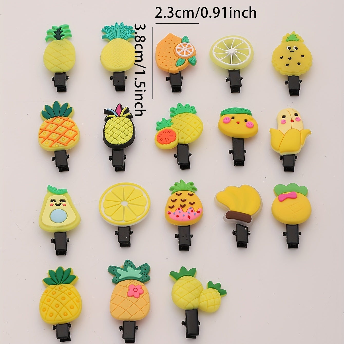 18pcs Baby Girls Fruit Hair Clip Pineapple Pear Duck Billed Clip