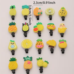 18pcs Baby Girls Fruit Hair Clip Pineapple Pear Duck Billed Clip
