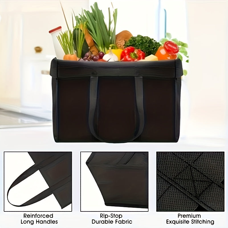 Non-woven Reusable Storage Bag Large Foldable Tote with Long Handle